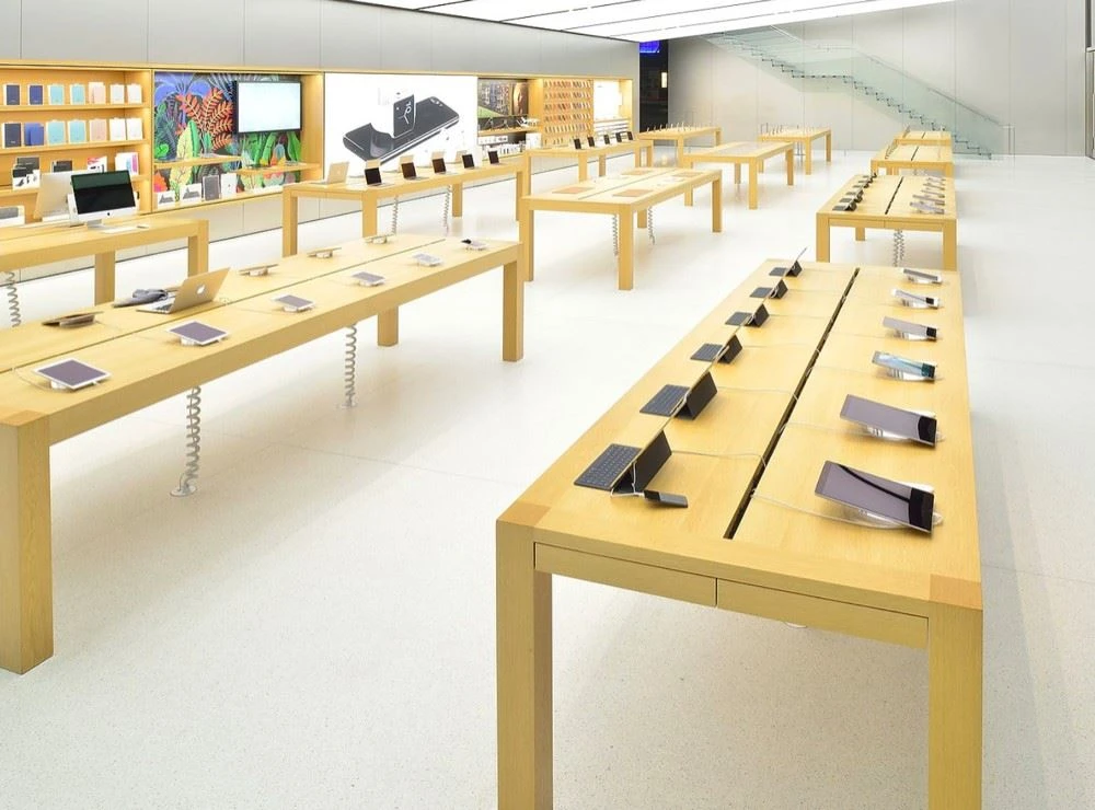 White Terrazzo Stone Floor Tiles in Apple Store
