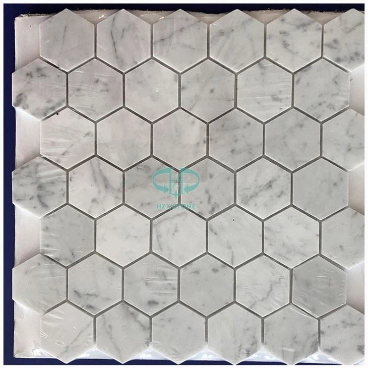 Carrara Marble Hexagon Wall Mosaic