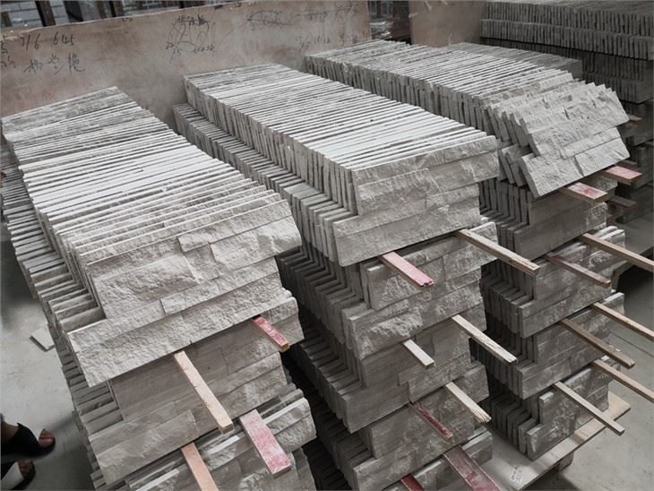 White Wood marble stacked stone cladding