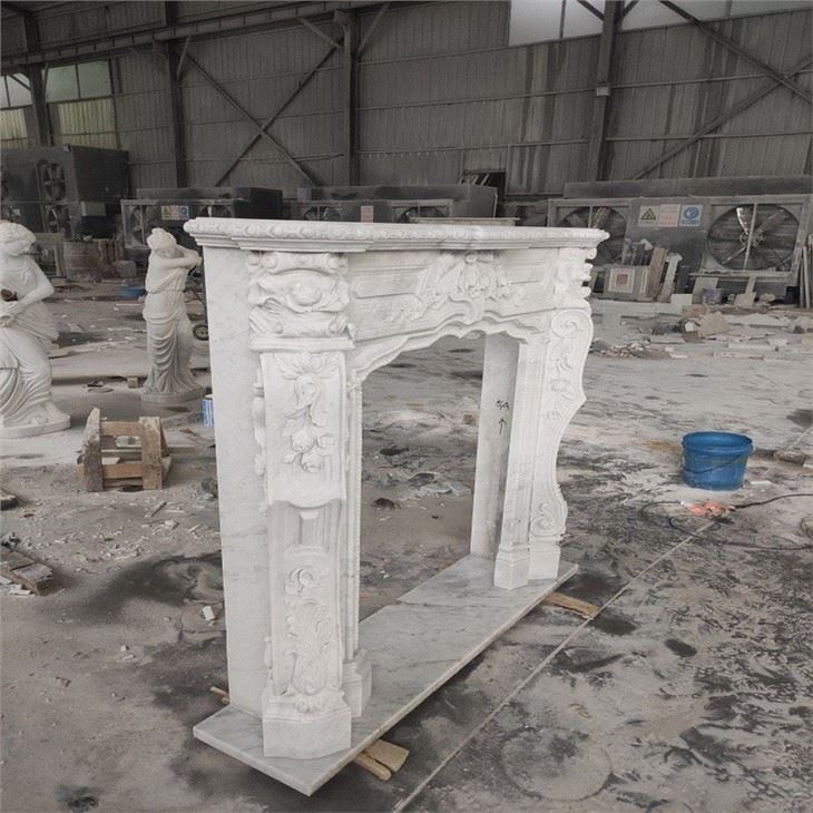 white marble fireplace